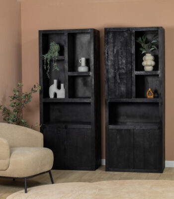 Boekenkast Sven 1 deur zwart | 80cm