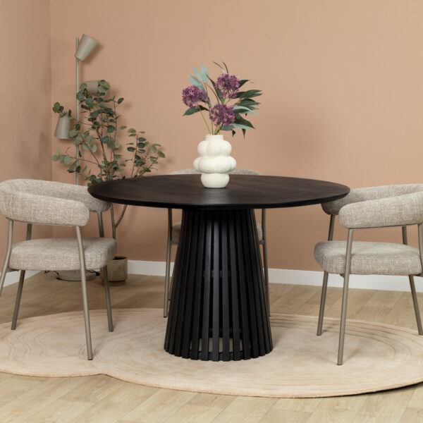 Eettafel Linea zwart | Rond | 120cm