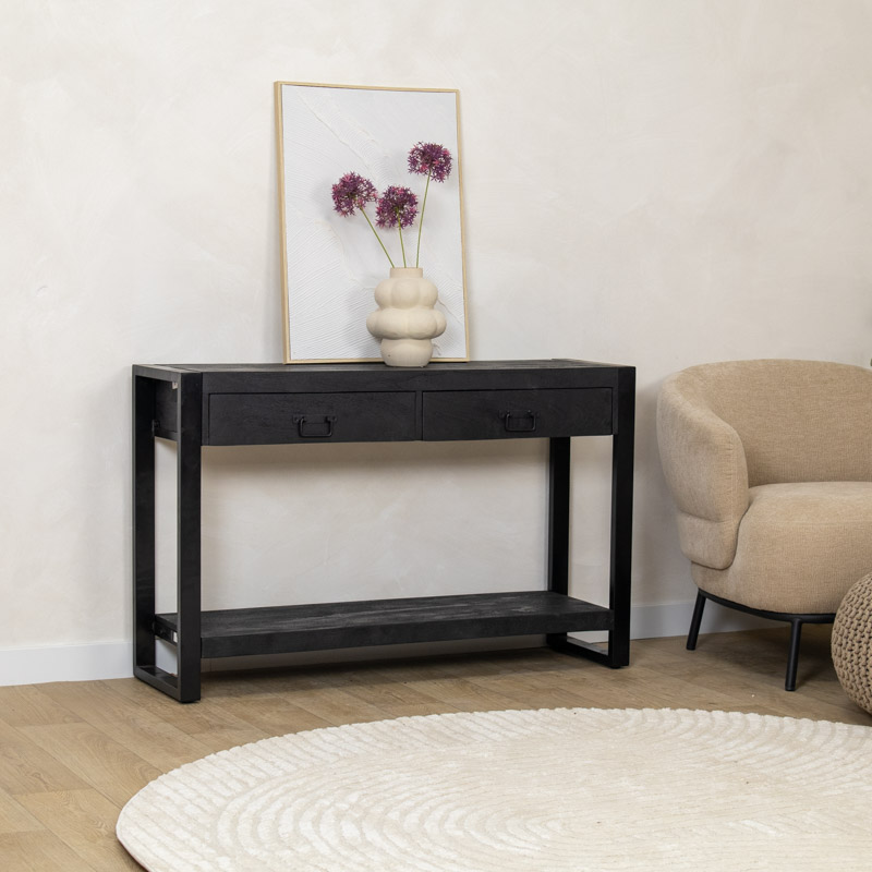 Sidetable Viggo zwart met lades 120cm