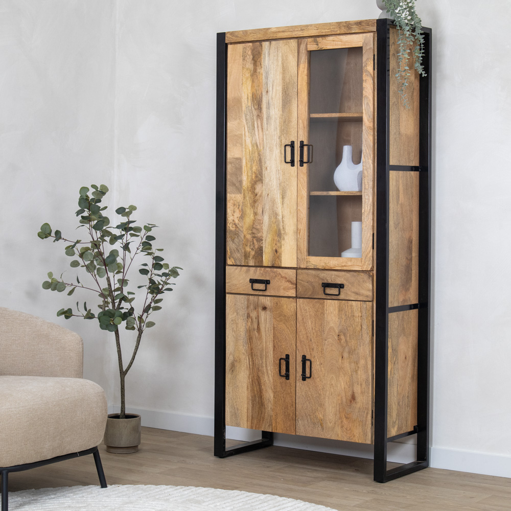 Vitrinekast Viggo 1-deur naturel | 90cm